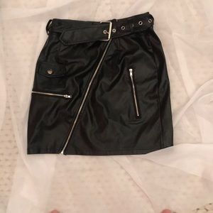 Vegan leather biker skirt